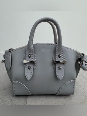 Alexander McQueen Light Grey Leather Mini Legend handbag with crossbody strap